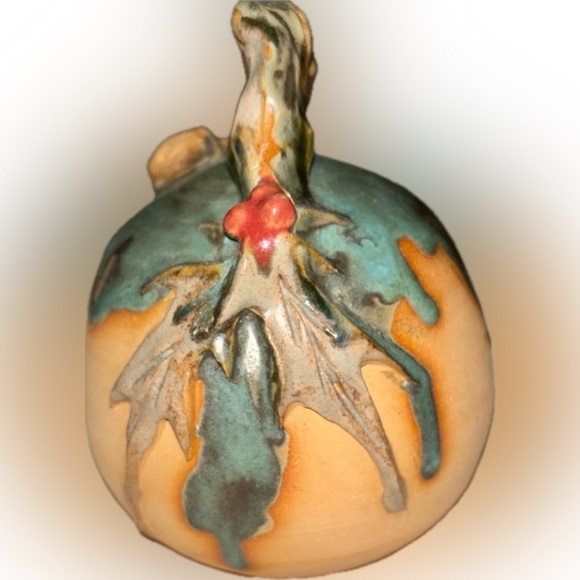 Handmade Art Pottery - Holly & Berry Christmas Bell- Rare - Picture 2 of 9